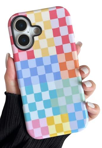 Longlayss Compatible with iPhone 17 Case（6.3"） with Cute Colorful Checkered Pattern, Shockproof Slim TPU and Hard PC Protective Phone Case for Women Girl Men - Colorful 4