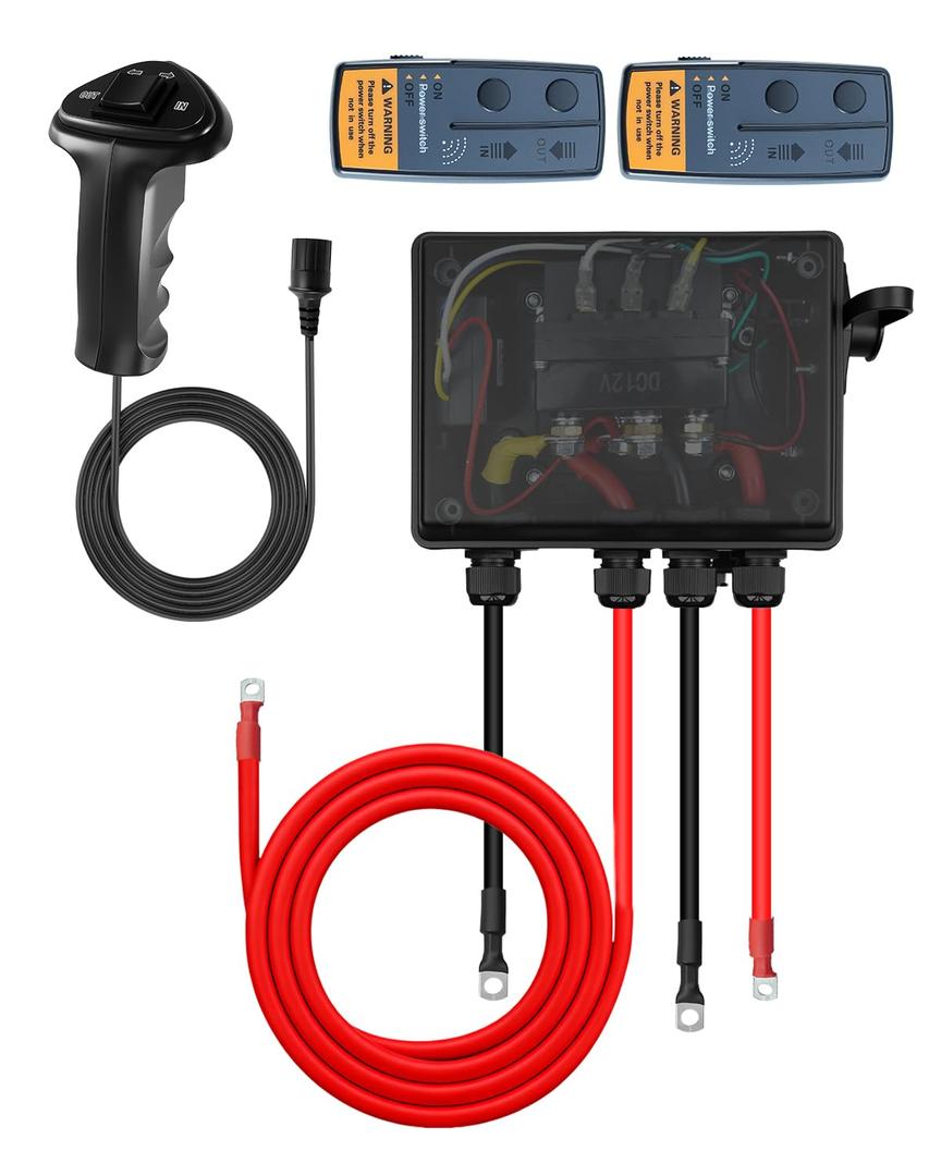Winch Solenoid Contactor Relay Kit, 12V 500A Winch Control with Waterproof Box, Fits for 8000lbs-17000lbs ATV UTV Jeep Trailer Winches, Pre-Wired