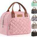 Buringer HOMESPON Lunch Bag for Woman Man Adults with Front Pocket Insulated Lunch Tote Lunch Box Container for Work Picnic or TravelPink