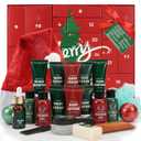 Advent Beauty Calendar for Adults 2025 Rinse & Robust Beard Care Kit Christmas Gifts for Men Skincare Beauty Advent Calendar for Men Christmas 24 Days Countdown Calendar Beard Care Grooming (Red)