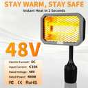 Electric Golf Cart Heater, 2-Second Fast Heating Battery Powered with 360 Adjustable Angle, 400W Safe and Quiet Carbon Fiber Heating Compatible with 48V Club Car/Yamaha/EZGO