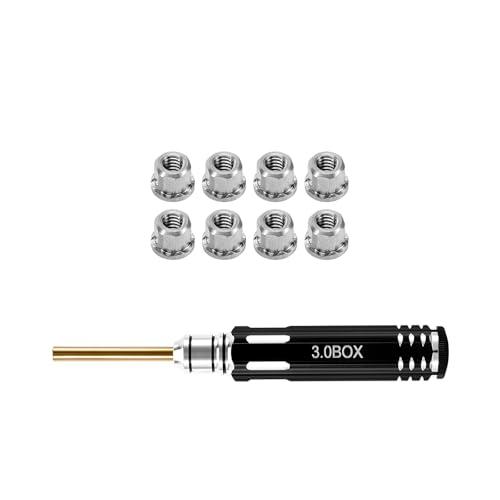 INJORA Custom M2 3.0 Stainless Steel Wheel Nuts and 3.0 Box Nut Driver Tool Set for 1/30 Axial SCX30