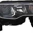 For Jeep Grand Cherokee Headlight Lamp 2017 2018 2019 2020 2021 Halogen Chrome Trim Passenger Right Side