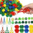 LXZNRQU 235 Pcs St. Patrick's Day Sensory Bin Kit - 8 Sorting Bowls, 7 Tools, 100 Shamrocks, 100 Poms, 20 Gold Coins - Fine Motor Skills, Color Sorting & Counting Activity for Classroom & Party