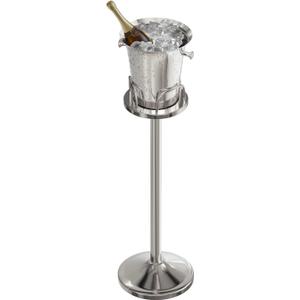 Ice Bucket with Stand Standing Champagne bucket for Party Stainless Steel Wine Bucket Wine Cooler with Stand 5L Wine Chiller for Bar Ktv Weding (silver)