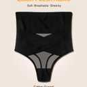 SIMIYA Thong Shapewear Tummy Control for Women High Waist Stay-Put Body Shaper Girdle Compression Stomach Shapewear Thong (Medium, #05-2pcs Black-high Waisted)