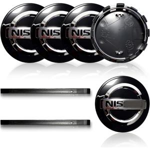 5-Pack 54mm/2.12" Wheel Center Caps Compatible with Altima Rogue Murano Maxiam Kicks Frontier Sentra- Black ABS Wheel Hub Center Caps with Pry Tools