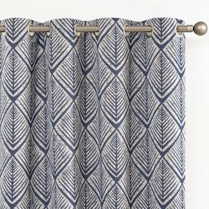 jinchan 80% Blackout Curtains for Living Room, Geometric Patterns Drapes for Bedroom, Window Treatments for Room Darkening, Grommet Top Thermal Insulated Curtains 90 inch Length 2 Panels Set, Blue