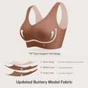 Domilo Wireless Full Coverage Bra Back Smoothing Seamless Support and Lift Everyday Bras for Older Women(Coffee, 2XL)