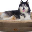 Orthopedic Waterproof Large Dog Bed: Memory Foam Washable Dog Bed with Bolsters - XXL Orthopedic Removable Cover for Medium Large Sized Pet - Non-Slip Bottom - Coffee