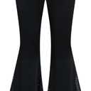 Floerns Women's Plus Size Rhinestone Flare Leggings High Waist 70s Disco Rave Bell Bottoms Black Large Plus