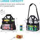 Clear Lunch Bag - Large Clear Lunch Bag for Work Double-Deck Reusable Lunch Bag with Adjustable Strap, Front Pocket and Top Compartment for Picnic, Beach, Work, School2-3 People Use