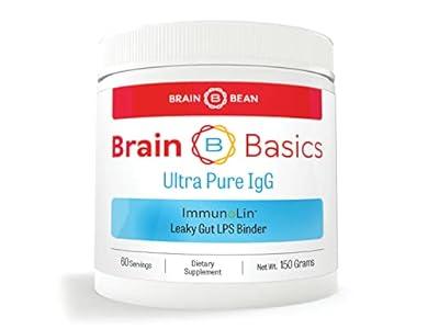 Brain Basics Ultra Pure IgG Supplement - Dairy-Free Supplement IgG-Immunolin Powder, Blended Vitamin & Mineral Supplements, 150g, 60 Servings, EXP: 11/2027