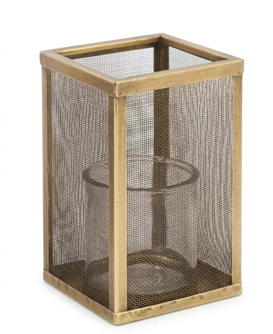10 in Metal Candleholder Glass