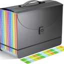 Accordion File Organizer/Expanding File Folder with Handle,13 Pockets Filing Box,Perfect for Desk top Stand/Portabe Document Paper Organizer,A4/Letter Size,Colored Monthly/Blank Tabs,Black Matte