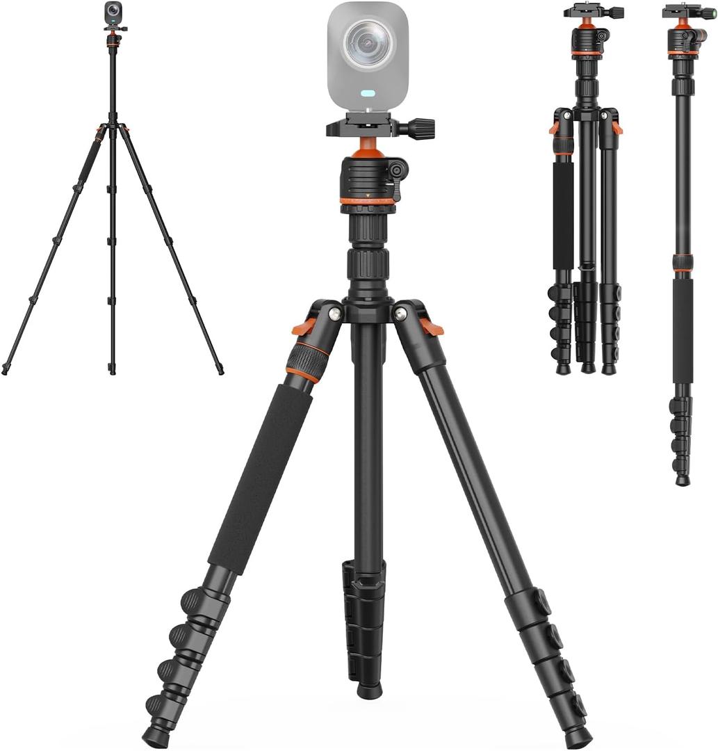 NearStream Camera Tripod Stand with 360 Ball Head Detachable, Adjustable Height 21" to 72", 9 lbs Load, Foldable Aluminum Heavy Duty Tripod/Monopod for Camera/DSLR