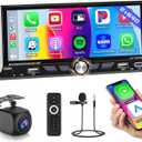 Upgrade Android 13-2+64G 6.9 Inch Single Din Car Radio Wireless Carplay,Hikity 1280 * 480 IPS Android Auto Touch Screen Bluetooth, 1 Din Car Stereo GPS WiFi EQ FM RDS SWC USB/Type-C Backup Cam