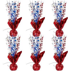 Gyufise 6 Pack Metallic Foil Spray Centerpiece Star Table Decoration Burst Table Centerpieces Table Decor for Birthday Wedding Anniversary Graduation Holiday Party Supplies Red Blue Silver