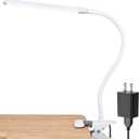 LEPOWER Led Clip on Light, 5W Reading Lights for Books in Bed with Gooseneck, Adjustable Color Temperature Clip Lamp, Ideal for Bedtime Reading and Piano Light, Metal, White