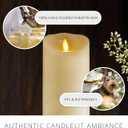 Luminara Scalloped Edge Flameless LED Candle - Ivory 3.5" x 8.75" - Real Wax Pillar Battery Operated Moving Flame w/Timer Unscented 1000Hr Runtime
