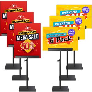 Sign Holders for Table Top - Adjustable Double-Sided Poster Stand for Display Vertical Horizontal View, Portable Tabletop Sign Holder Stand for Retail Restaurants Trade Shows, 6 Pack (4.7" Base - 6 Pack)