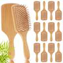 Tessco for you 12 Pcs Christmas Bamboo Hair Brushes Thanksgiving Bulk Wooden Paddle Brush Scalp Massage Bristle Anti Static Engraving DIY Gift for Women Wedding(9.65'' X 3.35'',Natural)