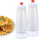 2 Pack Pancake Batter Dispenser with BlenderBall and Wire Whisk, 33 Oz Silicone Squeeze Pancake Mix Dispenser, Kitchen Pancake Batter Dispenser Bottle for Waffle Cupcakes Muffins Crepes Qatayef