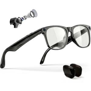 EarlySincere 4K Camera Smart Glasses with ChatGPT AI, Blue Light Blocking Lenses + Extra Sunglasses, Live Translation & Bluetooth Audio, Hands-Free POV Video Recording Eyewear