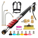 Pressure Washer Telescoping Wand, 24 ft, 4000 psi, Telescopic Spray Wand with Power Washer Extension Wands, Gutter Cleaner, Pivoting Coupler, 7 Spray Nozzle Tips and Adjustable Support Harness 