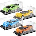 Hooqict 4 Pack 1/64 Display Case Clear Acrylic Model Car Display Case Toy Cars Plastic Storage Organizer, 4.17 x 1.81 x 1.81 Inch
