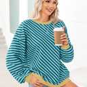 UEU Womens Diagonal stripes Sweatshirt Oversized Pullover Long Sleeve Top (XXL)