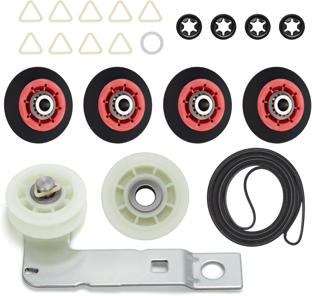 WED8300SW0 Dryer Repair Kit Drum Roller, idler Pulley, Belt Compatible with Whirlpool WED5500XW0 WED9400SB0 WED9400SW2 WED9200SQ0 WED9400SW0 WED5100HC0 WED9150WW0 MEDC465HW0 WED9200SQ1 WGD9200SQ0