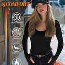 Riyiper 3 Pack Women's Thermal Long Sleeve Shirts, Fleece Scoop Neck Fitted Top Stretchy Thumb Holes Undershirt Baselayer Tee (Medium, Black, Cream, Dark Brown)