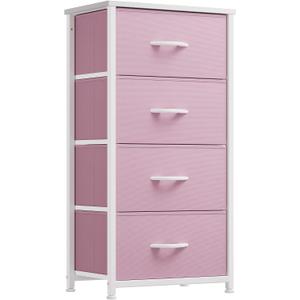 YITAHOME Dresser with 4 Drawers -Fabric Storage Tower, Organizer Unit for Bedroom, Hallway, Closets - Sturdy Steel Frame, Wooden Top & Easy Pull Fabric Bins, 11.8"D x 17.7"W x 37.4"H