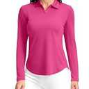 Women's Golf Shirts Lightweight UPF 50+ Long Sleeve Shirts UV Protection Quick Dry Cool Polo Shirts for Women Work Outdoor(Rose, S)