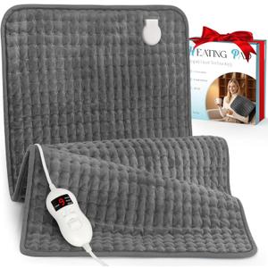 Extra Large Heating Pad for Back Pain Relief, 35"x20" Electric Heat Pads for Period Cramps & Body Shoulder, 9 Heat Settings, Auto-Off, Machine Washable, Dry Moist Heat, Gifts for Women Men, Gray