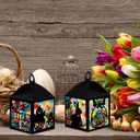 Jengaer 16 Sets Easter Craft Kits with Egg Bunny Design Tissue Paper Lantern, Make Your Own Suncatchers Hanging Ornament DIY Supplies for Easter Home Activity Sunday School Crafts