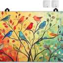 Spring Bird Stove Top Covers for Electric Stove,Colorful Tree of Life Glass Top Stove Cover, Heat Resistant Range Covers for Electric Stove,Washable Countertop Mat, 28 x 20 Inch