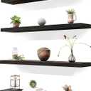 24 Inch Brown Wood Floating Shelves for Wall Rustic Wall Shelf for Bedroom Living Room Set of 4, 24Incn