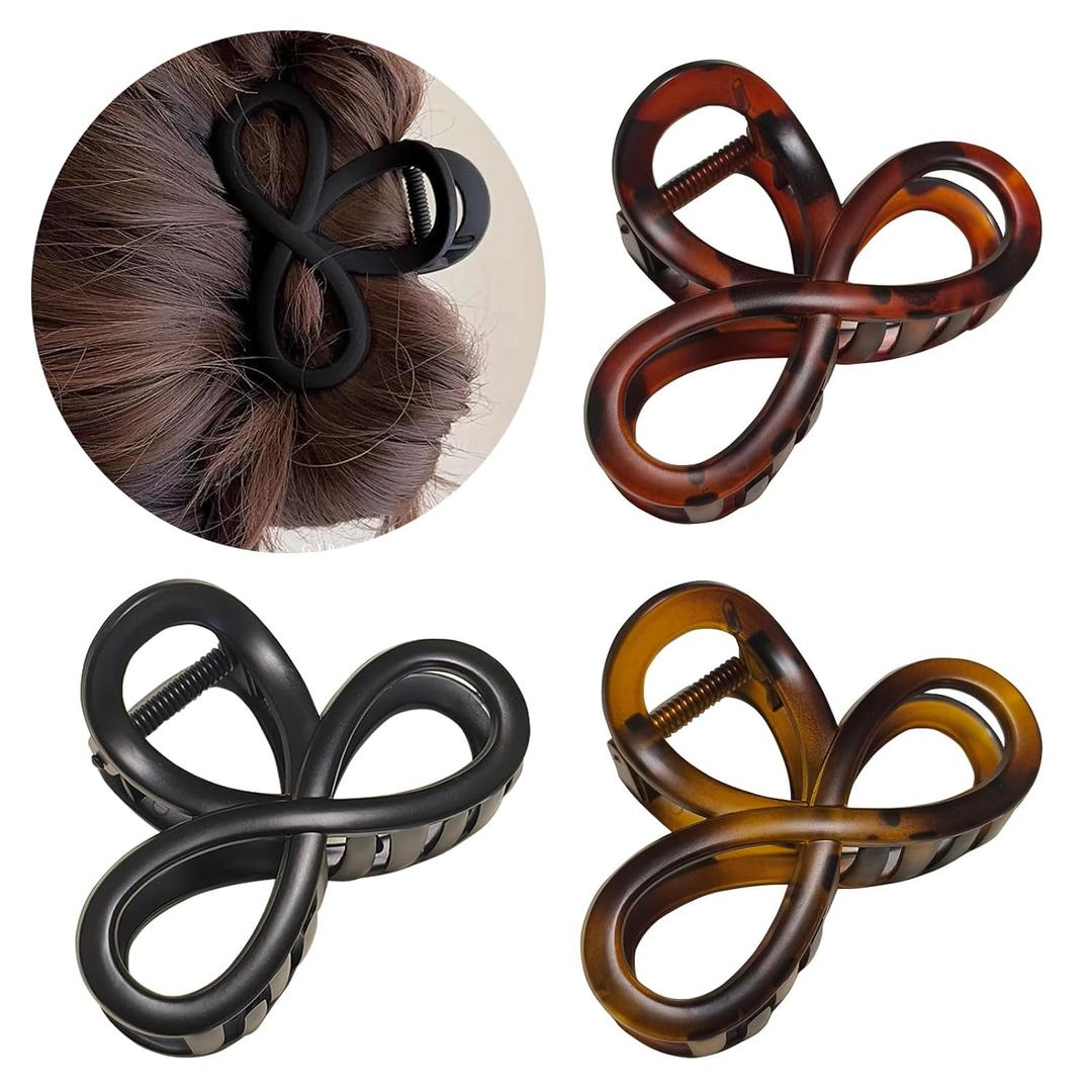3.3 Inch Hair Claw Clips, Unbreakable No Slip Matte Neutral Claw Clip for Women's Thin & Medium Thick Fine Hair, 3 Pack (Leopard)