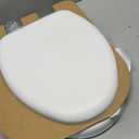 Mayfair Padded Toilet Seat with Chrome Hinges, Soft Vinyl over Wood Core Seat, Made in USA, Elongated, White