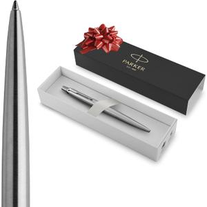 Parker Jotter Ballpoint Pen, Stainless Steel with Chrome Trim, Medium Point, Blue Ink - Smooth Writing, Sleek, Polished, Professional, Desk Essentials