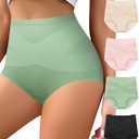 QUASTI Women's High Waisted Underwear Tummy Control Cotton Postpartum Panties Full Coverage Briefs 4 Pack(XXL) Multicolor