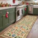 GarveeHome Floral Rug 2x6 Runners for Hallways, Boho Kitchen Runner Rugs Non Slip Bath Runners, Vintage Washable Runner Rug for Bedroom, Soft Long Rugs for Entryway Bathroom Laundry Dorm, Beige