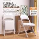 Folding Chair, Desk Chair, PU Padded Heavy-Duty Steel Frame Chair, Space-Saving & No Assembly Required, Ideal for Home Office Dorm Dining, Perfect Extra Guest Seating (White), 31.1"x17.7"x17.7"