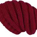 Lilax Cable Knit Slouchy Chunky Stripe Oversized Soft Warm Winter Beanie Hat