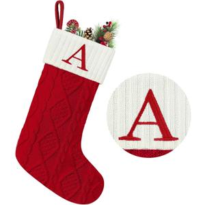 Senneny Christmas Stockings with Initials, 20 Large Embroidered Monogram Knitted Stockings for Family, Kids, Xmas Holiday Party Gifts & Decoration for Fireplace, Letter B
