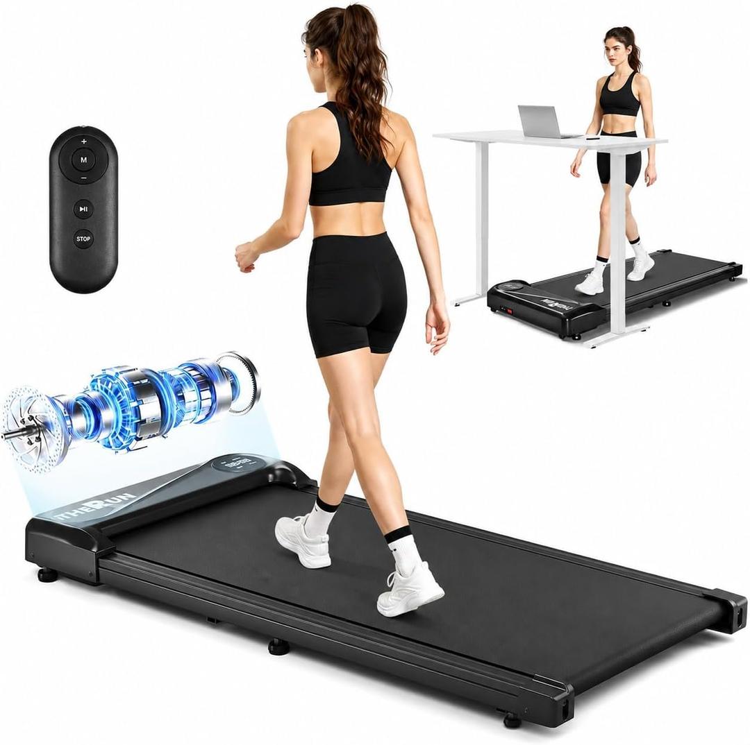THERUN Walking Pad with 40" Longer Belt Under Desk Treadmill 300LBS Weight
