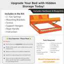 Hatchlift DIY Underbed Storage Kit for Heavy Mattresses Platform Bedlift System with Hydraulic Lifts, Gas Springs, Brackets, Hardware & Instructions, Plywood Not Included - Queen Heavy
