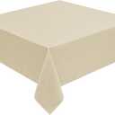 Decorelia Faux Linen Square Tablecloth for Dining Room,Waterproof Texture Decorative Farmhouse Rustic Table Cloth for Indoor Outdoor Party, Holiday, Banquet Picnics, Patio,52 x 52 Inch (Square),Beige